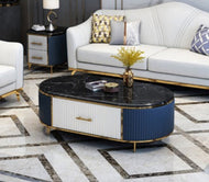 Marble-Top Modern Coffee Table with Storage / Lixra