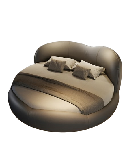 Luxurious Leather LED Modern Round Bed / Lixra
