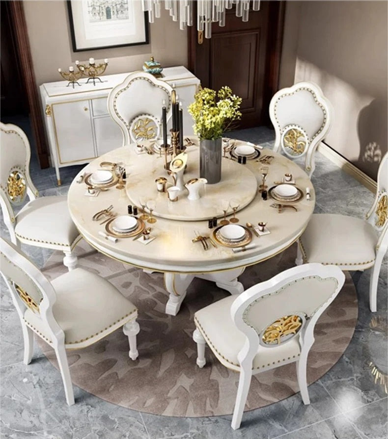 Modern Marble Round Dining Table Set / Lixra
