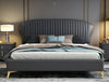 Modern Interior Channel Tufted Leather Bed / Lixra