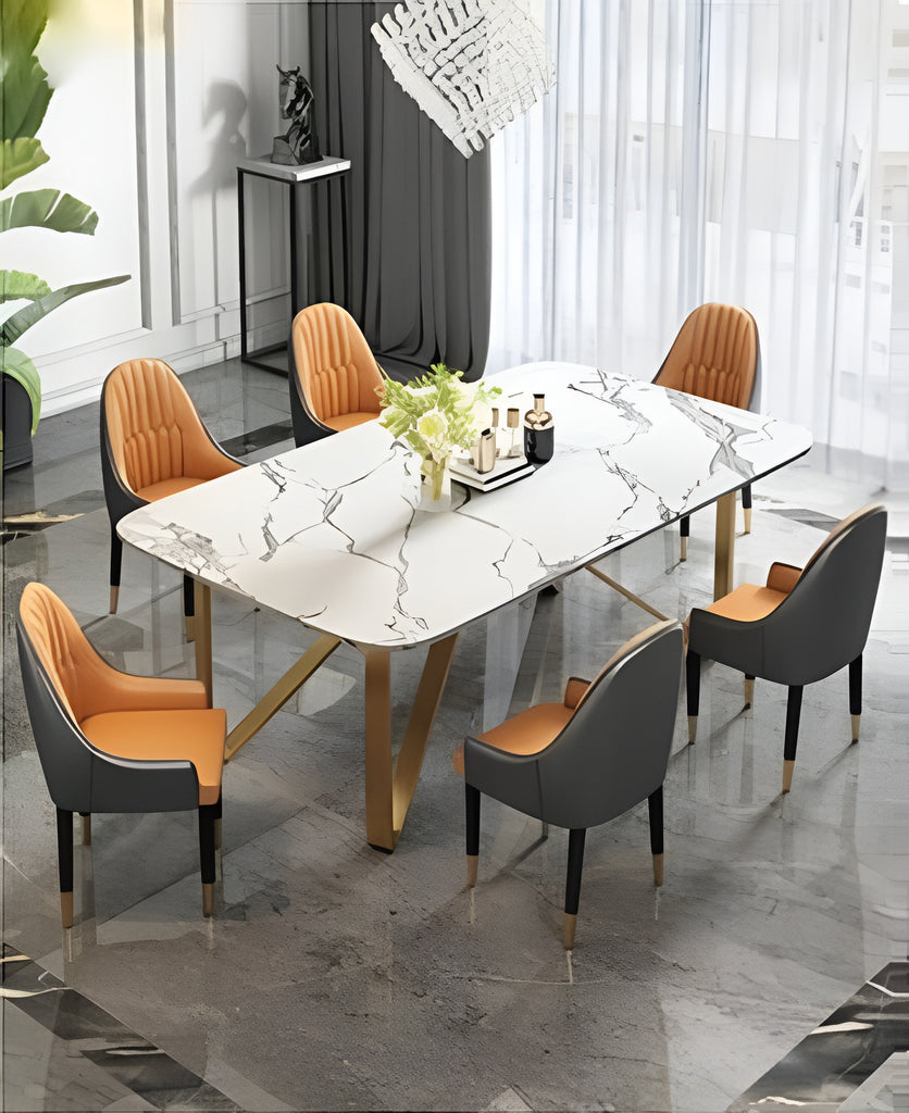 Rich Pleasant Marble Dining Table Set / Lixra
