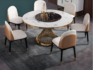 Round Shaped Marble Dining Table Set / Lixra