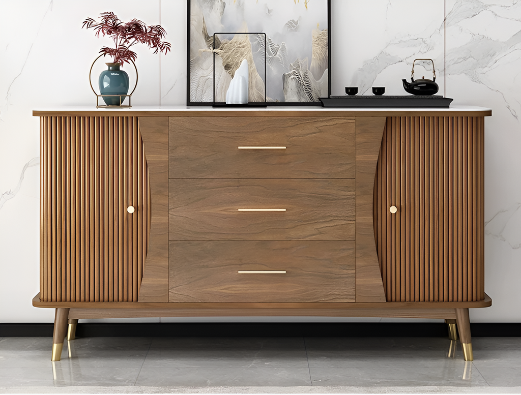 Elegant Marble Top Buffet with Roll Doors / Lixra