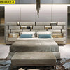 Modern Velvet Fabric Bed with Wall Panels / Lixra