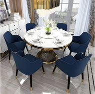 Comfortable Round Marble-Top Dining Table Set / Lixra
