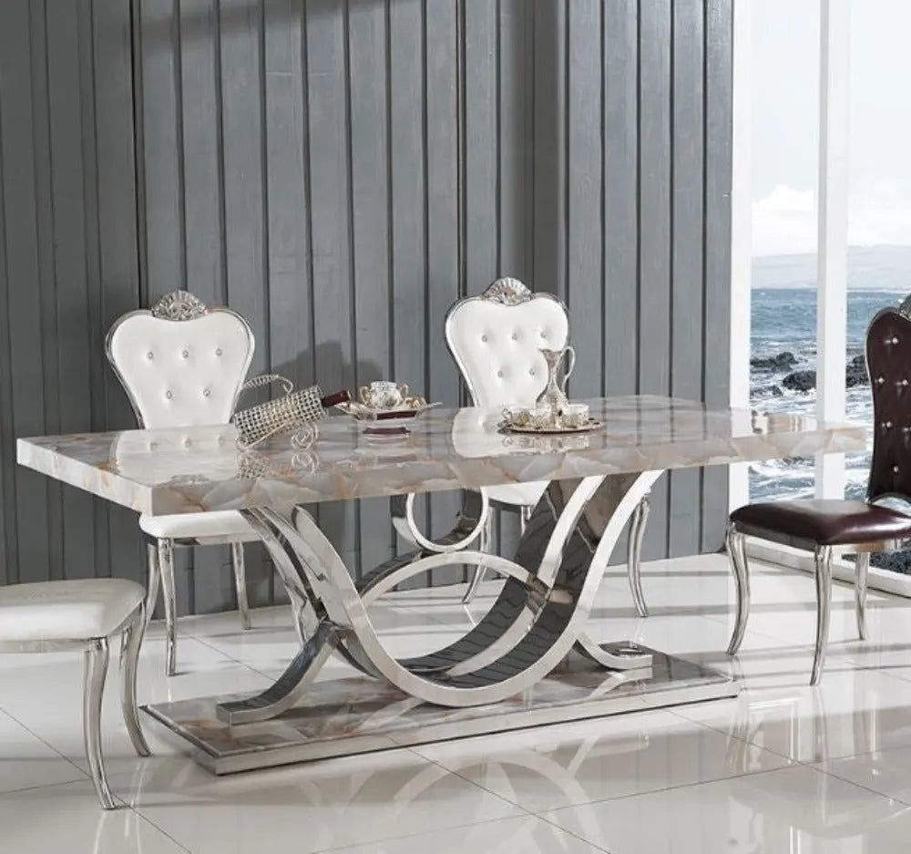Lavish Marble-Top Dining Table Set / Lixra