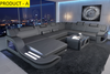 Illuminated Elegance U-Shaped Leather Sectional Sofa with LED Lights / Lixra