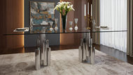 Modern Metallic Glass Dining Table / Lixra
