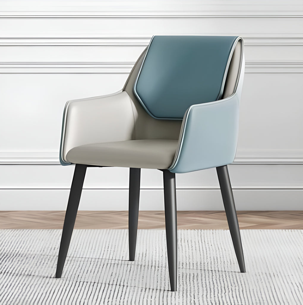 Set Of 6 Modern Leather Dining Chairs / Lixra