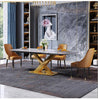 Golden X-Base Marble-Top Extendable Rectangular Dining Set / Lixra