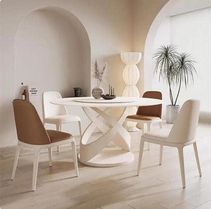 Luxury Round Dining Table Set with Lazy Susan / Lixra