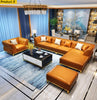 Classic Western Style Sectional Leather Lounge with Ottoman / Lixra