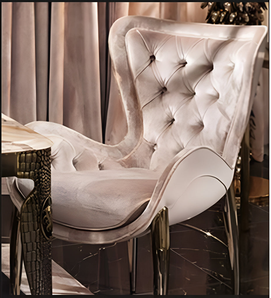 Set Of 6 Tufted Designed Velvet Dining Chairs / Lixra