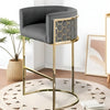 Set Of 4 Contemporary Metal Frame Velvet Bar Stool / Lixra