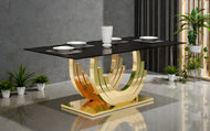 C-Shaped Glossy Glass Top Dining Table / Lixra