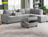 Modern L-Shaped Convertible Fabric Sectional Sofa With Ottoman And Two Cup Holders - Lixra