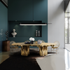 Metallic Golden Dining Table with Wood Design / Lixra
