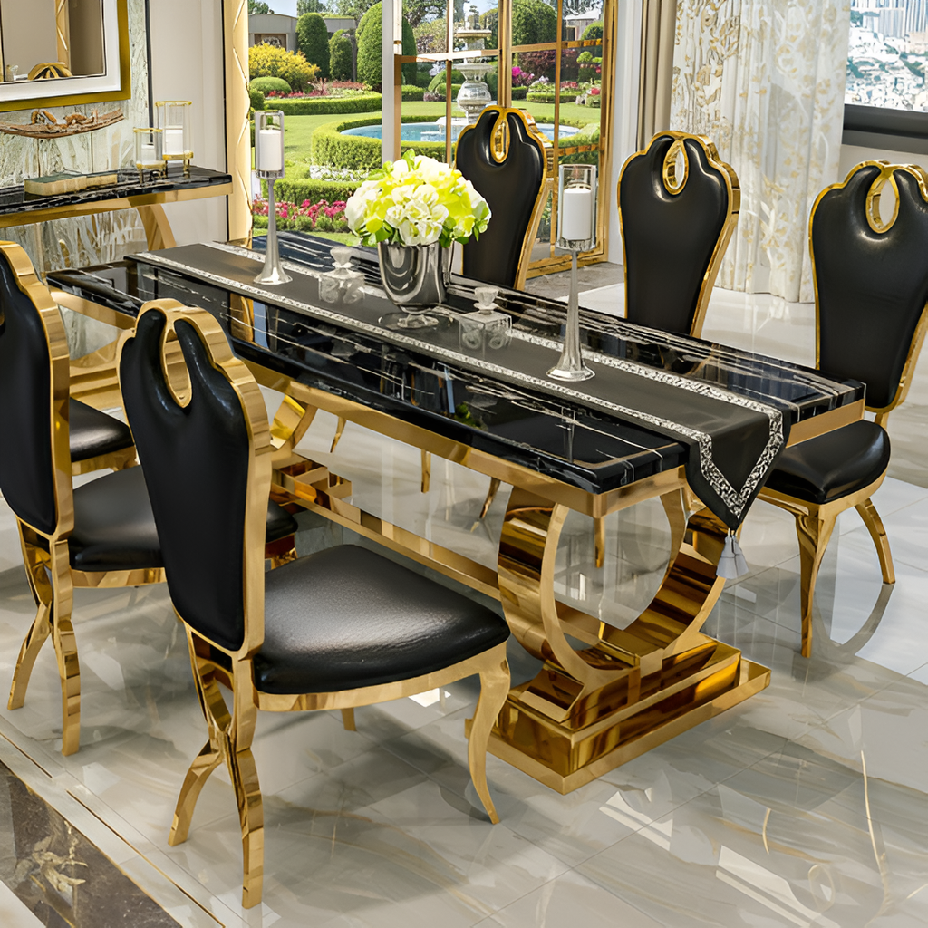 Rectangular Marble Dining Table Set