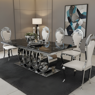Modern Classy Marble Dining Table Set / Lixra
