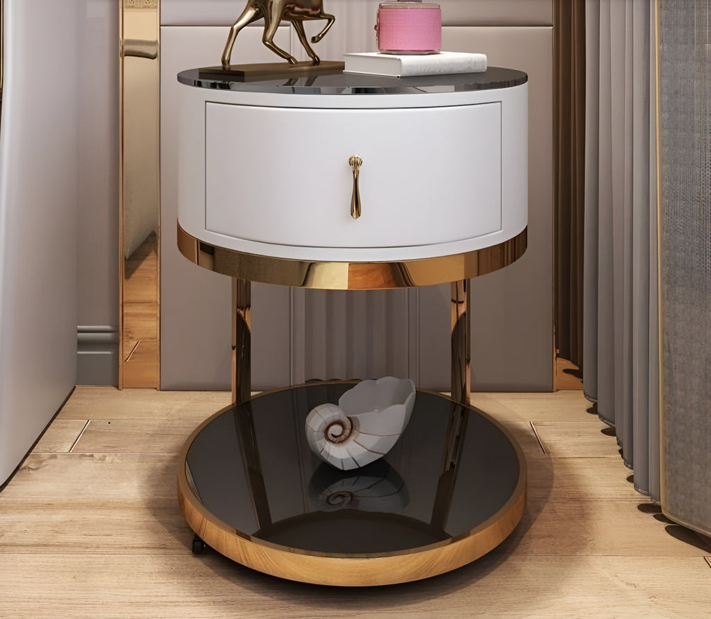 Metal Base Luxury Glass Night Stand / Lixra