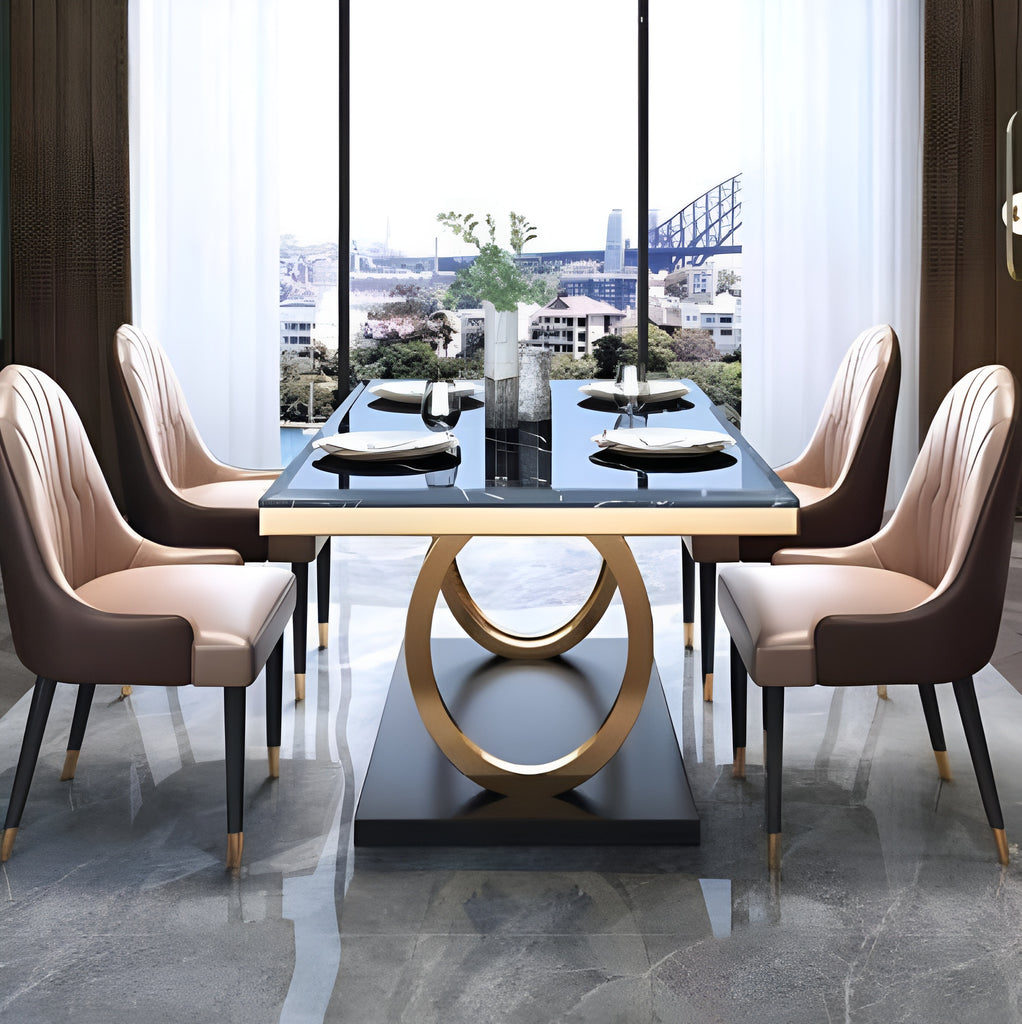 Fine Finish Marble Top Dining Table Set