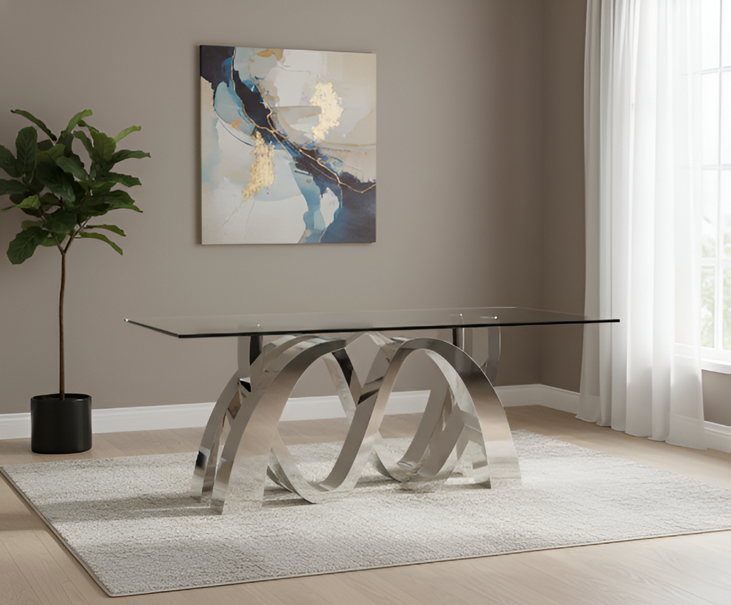 Comfortable S-Shaped Glass-Top Dining Table / Lixra