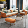 Dual Color Leather Luxurious Sofas With Ottoman / Lixra