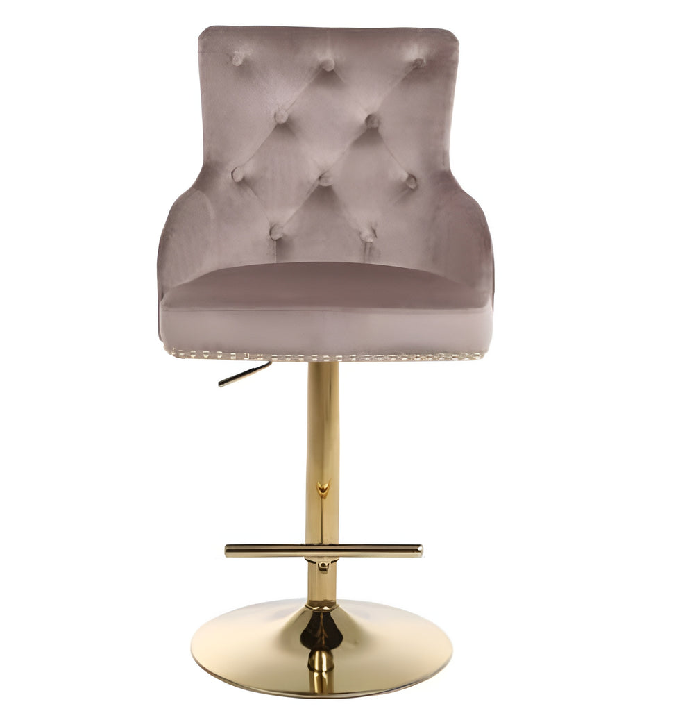 Set Of 3 Golden High Raised Swivel Bar Stools / Lixra