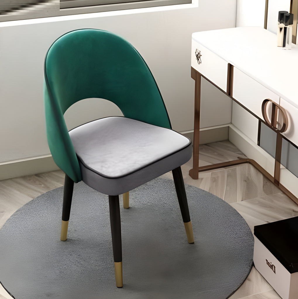 Set Of 4 Velvet Finish Fabric Dining Chairs / Lixra
