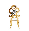 Set Of 4 Golden Polished Leather Dining Chairs / Lixra