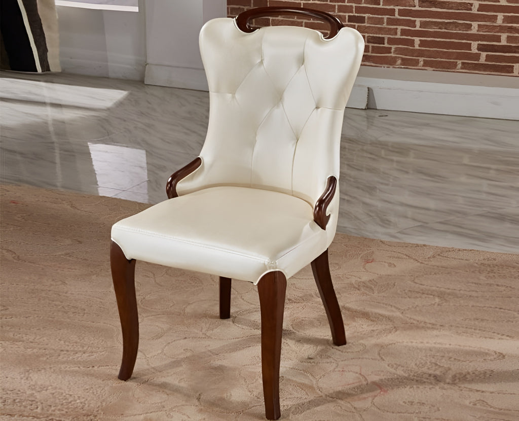 Set Of 6 Vintage Style Leather Dining Chairs / Lixra