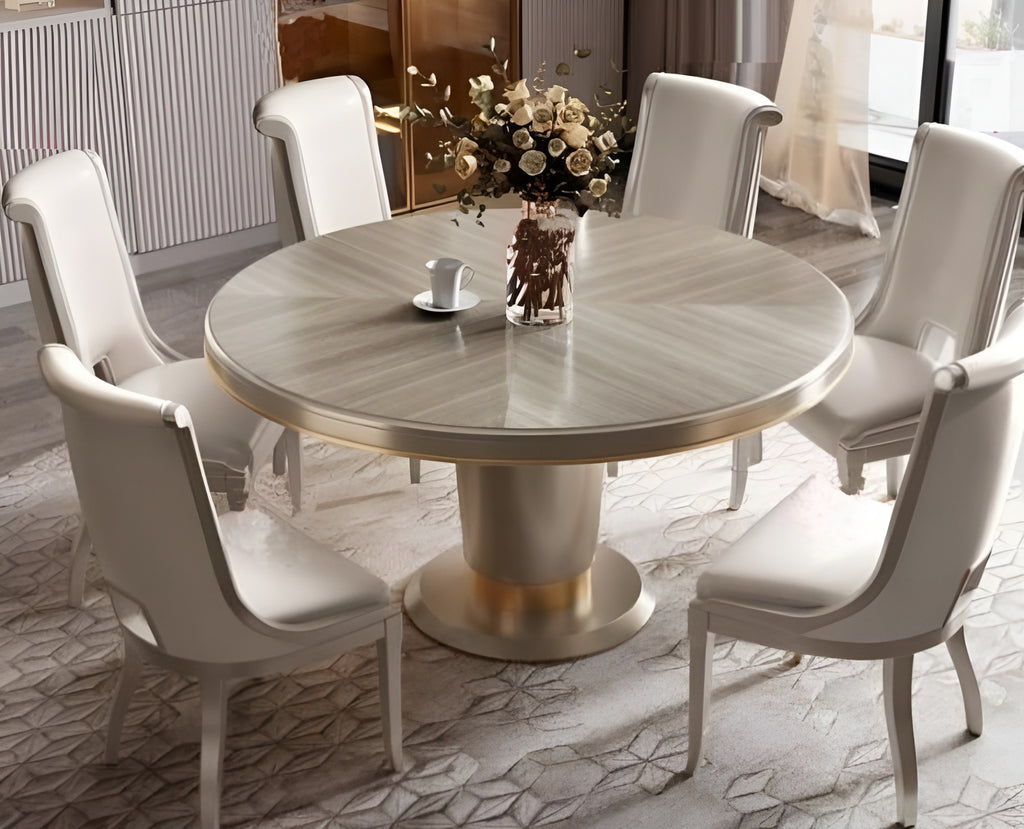 Matte Round Wooden Dining Table Set / Lixra