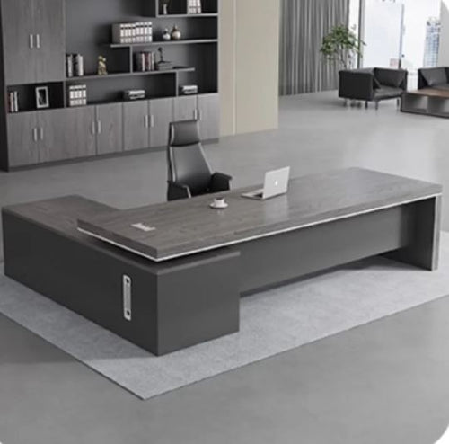 Functional Beauty The Ultimate L-Shaped Grey Wooden Desk / Lixra