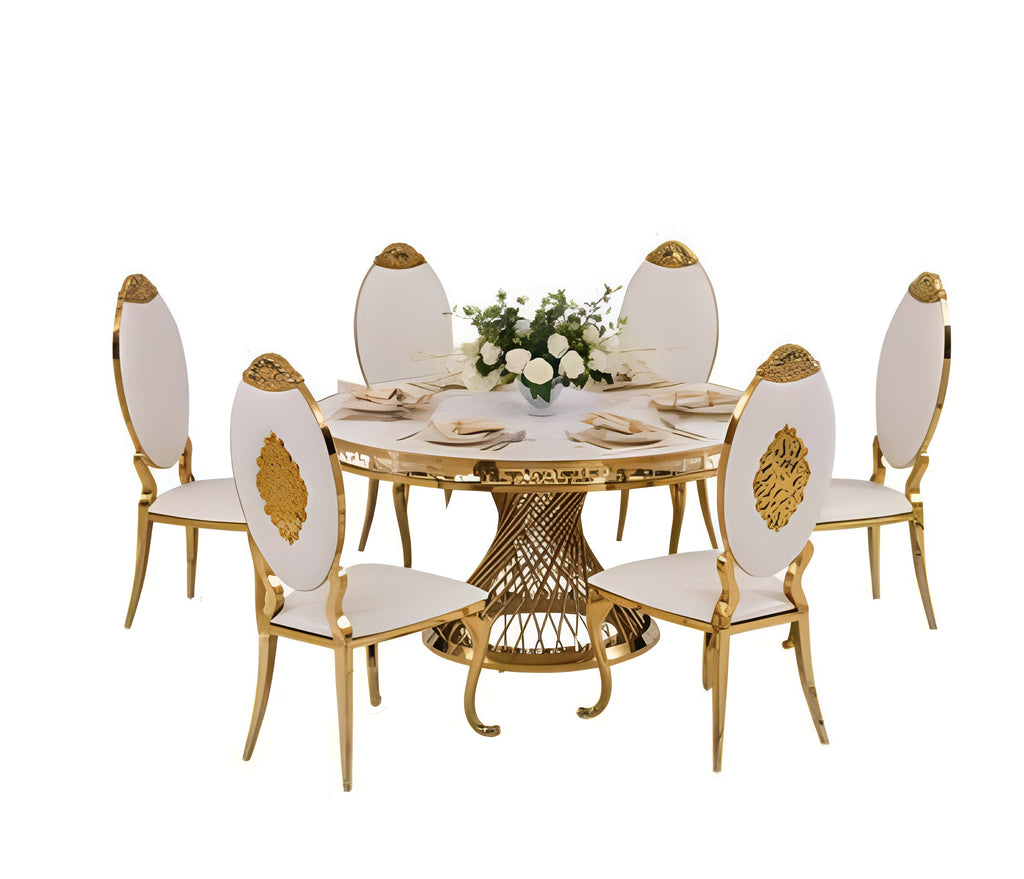 Round Shaped Antique Dining Table Set / Lixra