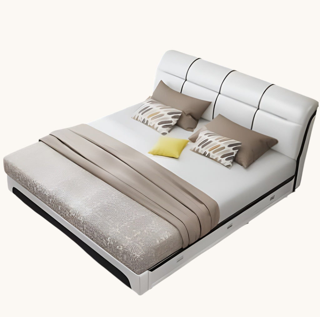 Rectangular Modern Leather Bed