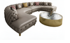 Button Tufted Leather Sectional Sofa / Lixra