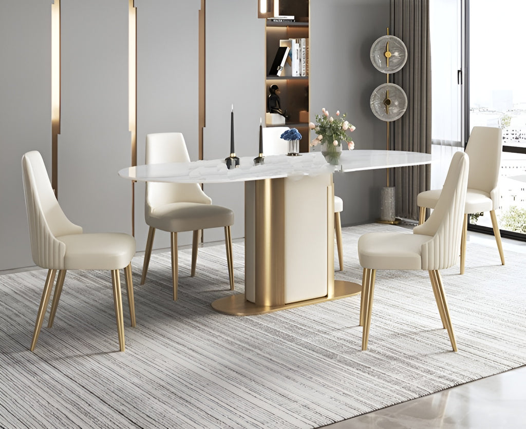 Palatial Marble-Top Dining Table Set for 6 / Lixra