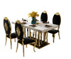 Metallic Polished Marble Dining Table Set / Lixra