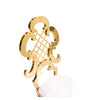 Set Of 4 Golden Polished Leather Dining Chairs / Lixra