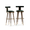 Set Of 3 Modern Velvet Upholstered High Bar Stools / Lixra