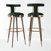 Set Of 3 Modern Velvet Upholstered High Bar Stools / Lixra