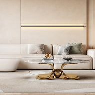 Round Marble Coffee Table with Glossy Finish / Lixra