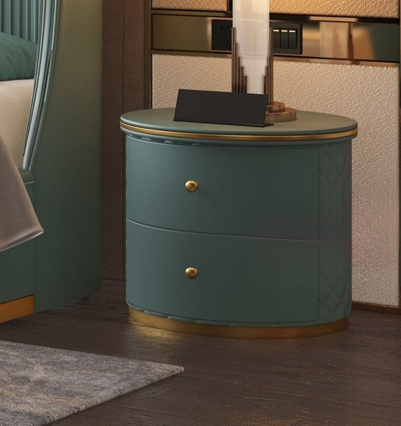 Set Of 2 Nightstand With Drawers And Metal Base / Lixra
