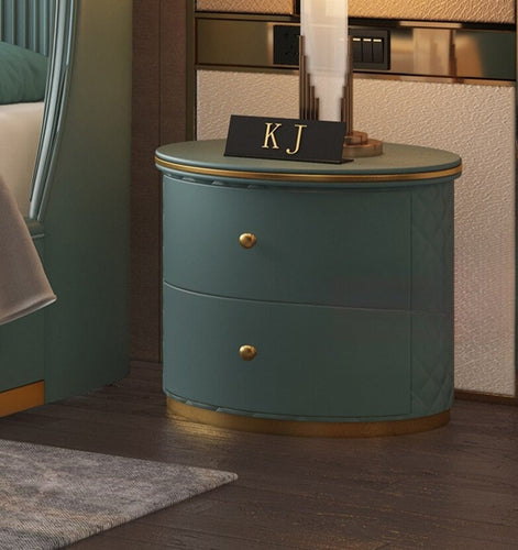 Wooden Nightstand With Drawers And Metal Base / Lixra