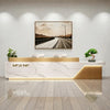 Marble Textured Rectangular Wooden Reception Desk / Lixra