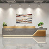 Marble Textured Rectangular Wooden Reception Desk / Lixra