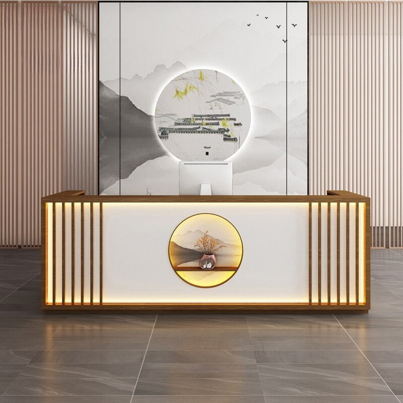 Retro Look Wooden Reception Desk / Lixra