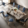 Glossy Rectangular Marble Dining Table Set / Lixra
