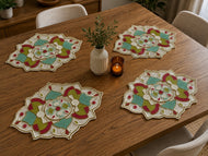 Multicolor Geometric Beaded Round Placemat Set of 2 / Lixra