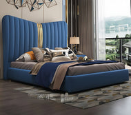 Elegant Designer Leather Bed with Headboard / Lixra